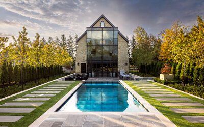 Backyard of church renovation with pool